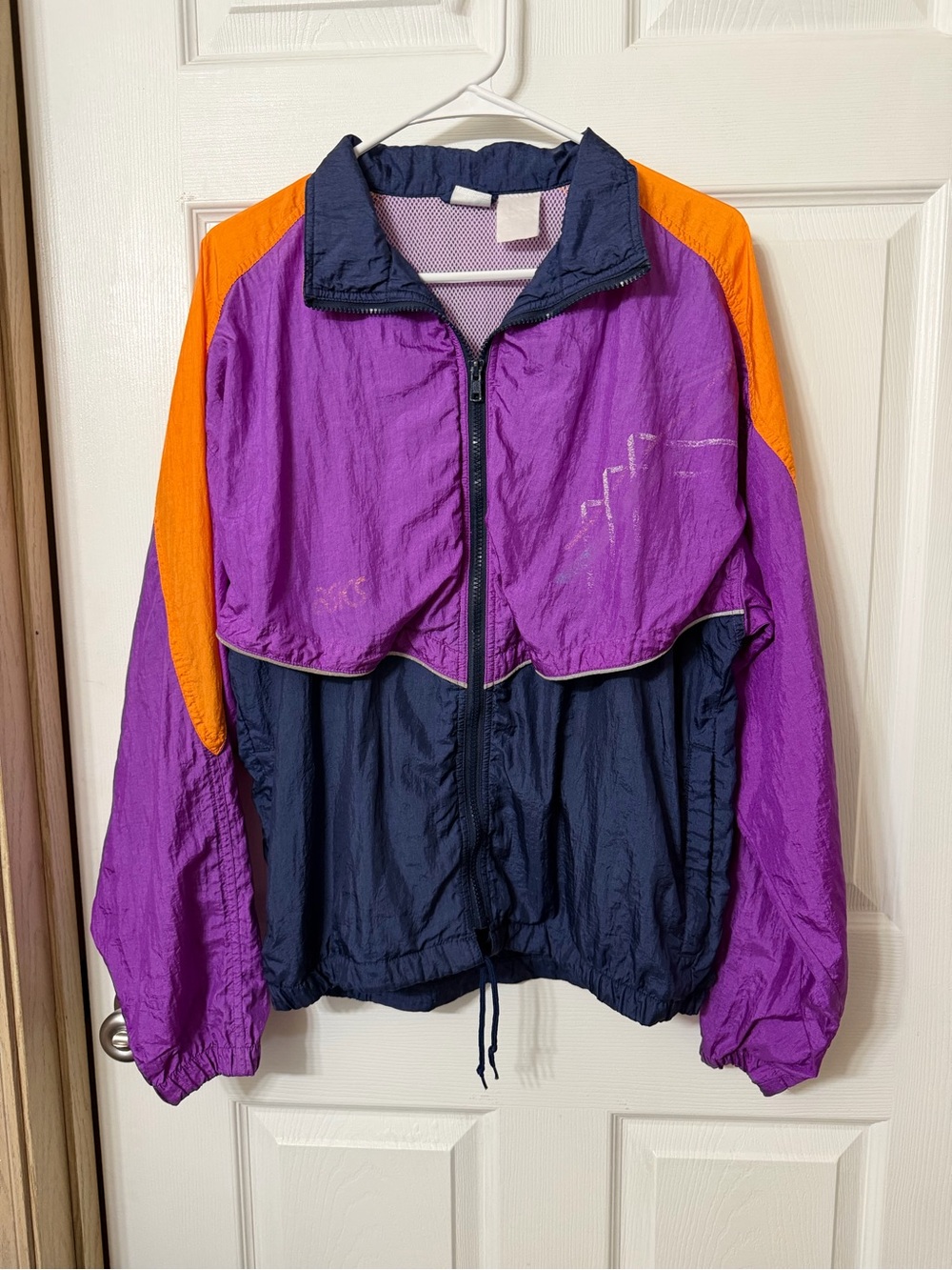 Asics Purple, Navy & Orange Colorblock Windbreaker Jacket